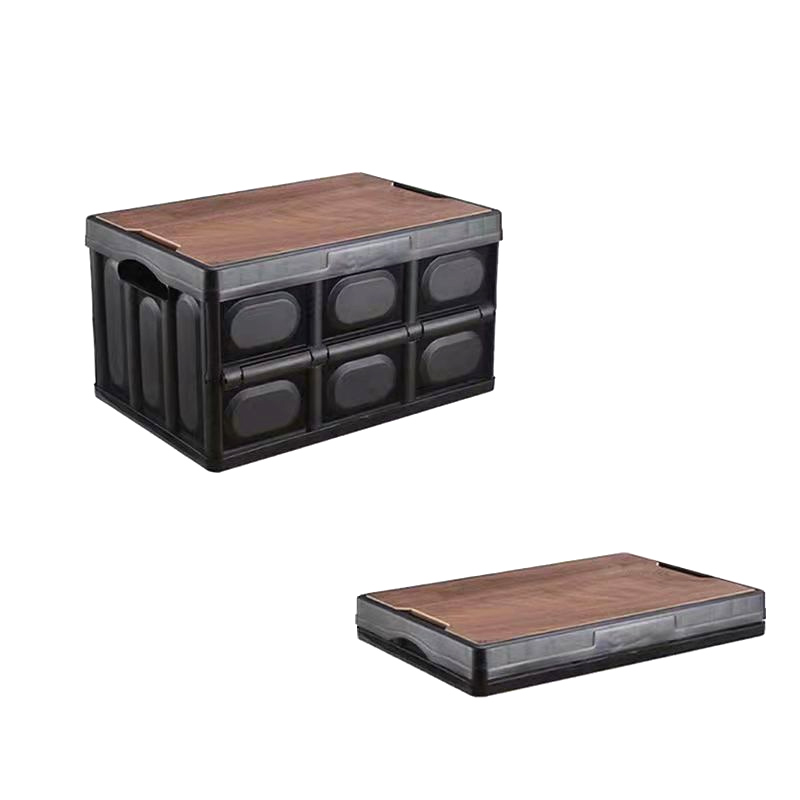 三极 TP2004  户外露营收纳箱可折叠便携野营整理箱（含木盖）单位：个 大号56L +防水袋   黑色