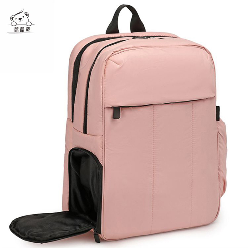 溜溜熊 LLX-019 女士时尚双肩大容量羽绒太空包 粉色 16寸