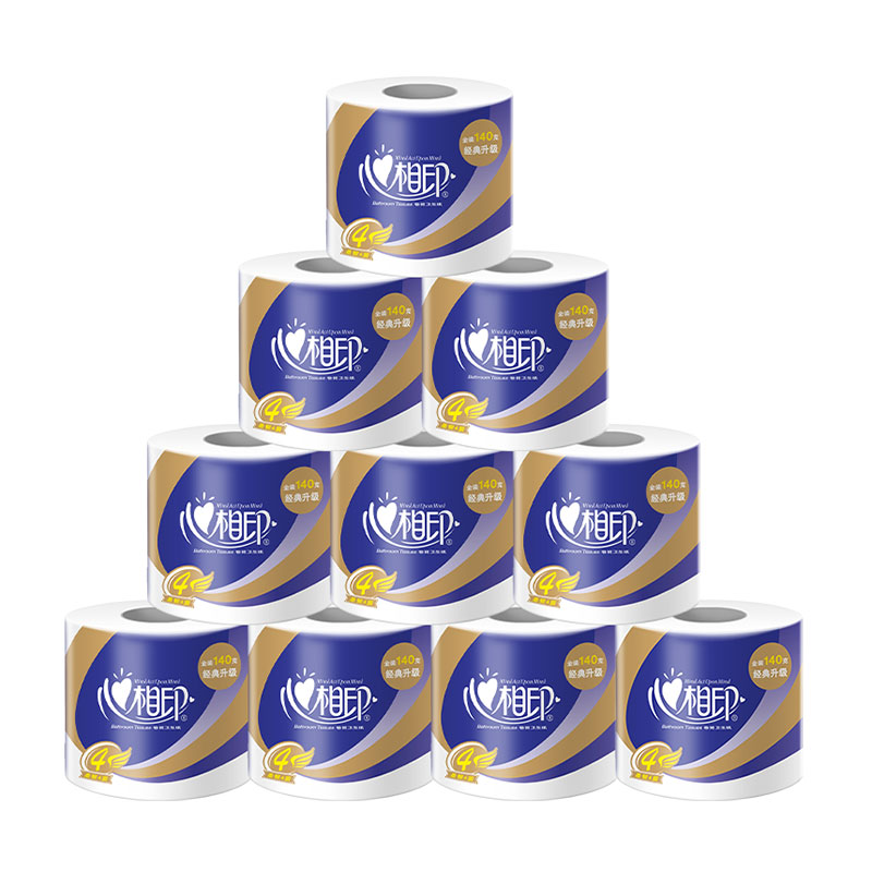 心相印（Mind Act Upon Mind）四层卷筒卫生纸140克*10粒*6提装6BT910（单位：提） 白色