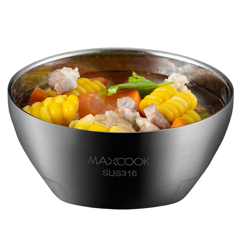 美厨316不锈钢双层隔热汤碗面碗15CM MCWA9600  