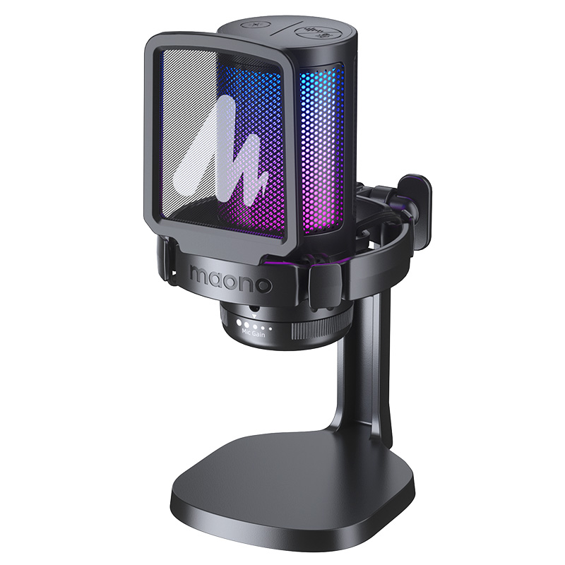 maono闪克DM20麦克风电脑台式游戏直播录音专用笔记本用闪客话筒 单位：个 【武士黑】桌面支架款