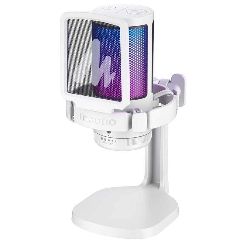 maono闪克DM20麦克风电脑台式游戏直播录音专用笔记本用闪客话筒 单位：个 【珍珠白】桌面支架款