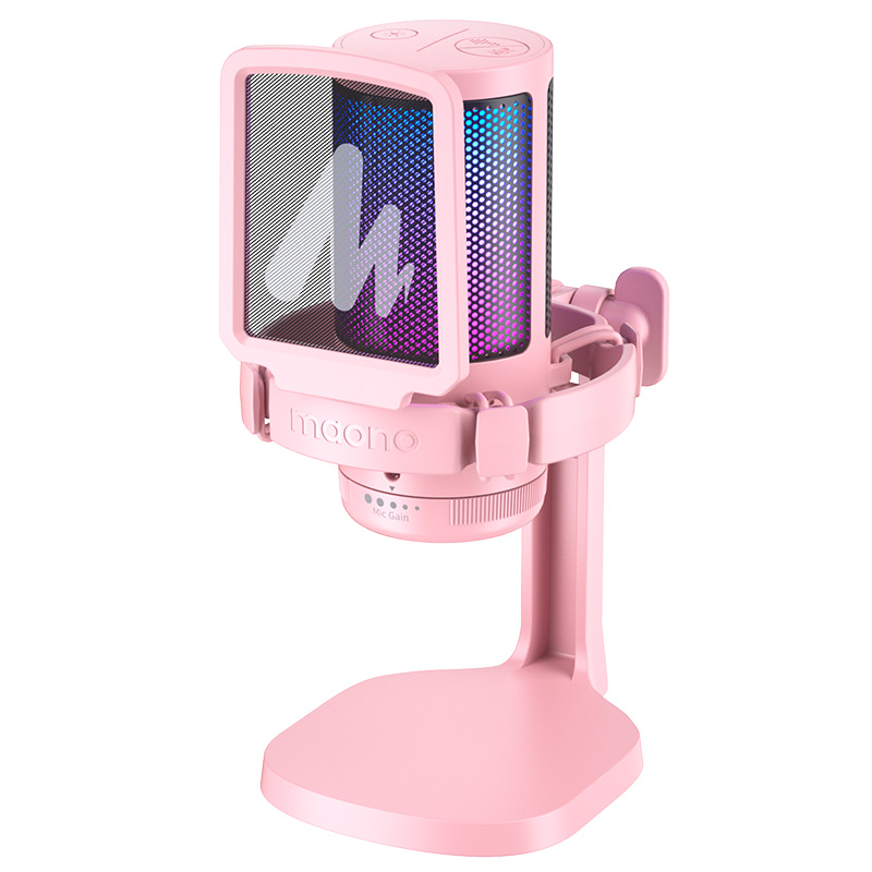 maono闪克DM20麦克风电脑台式游戏直播录音专用笔记本用闪客话筒 单位：个 【珊瑚粉】桌面支架款