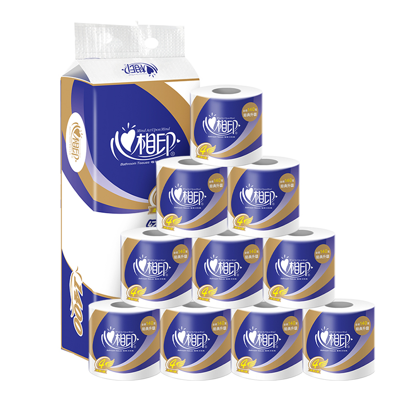 心相印140克10粒装四层卷筒卫生纸BT910（1提装） 蓝色