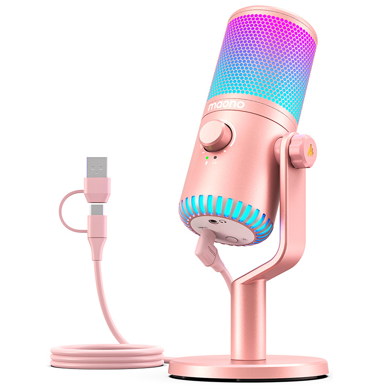 闪克DM30电脑游戏麦克风电竞专用台式主播直播话筒 单位：个 珊瑚粉