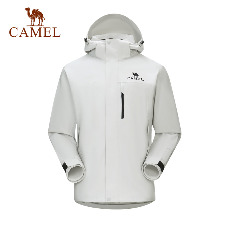 骆驼户外三防冲锋衣男女同款三合一可拆卸两件套登山服713CAFO005件 冰川灰 XXXL