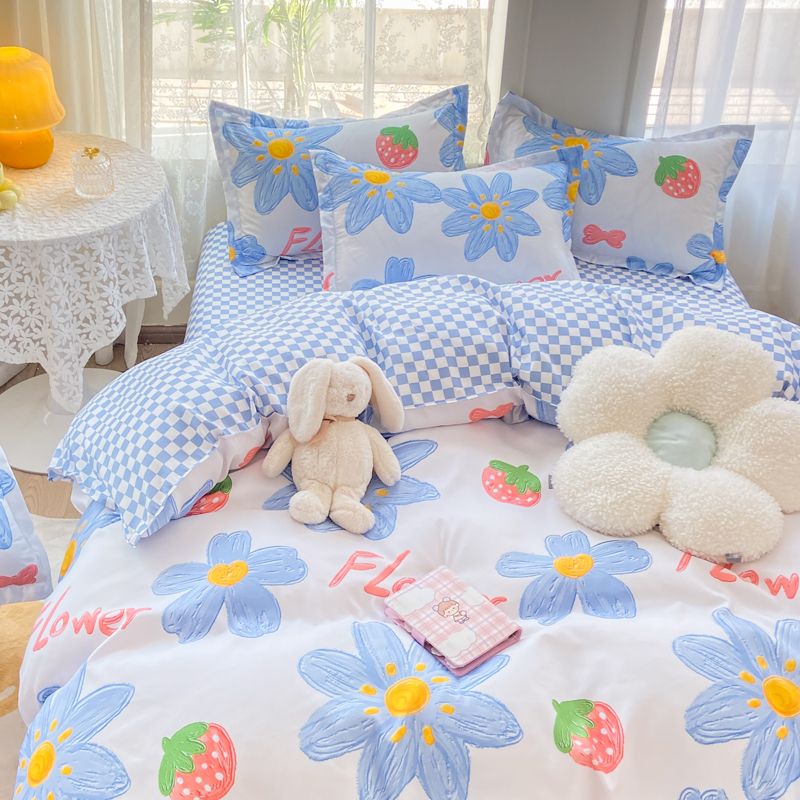 帛享家纺 优舒棉四件套床品套件BXQMX-32501/BXQMX-32502  单位：套 太阳花 三件套（适合1.2床使用）