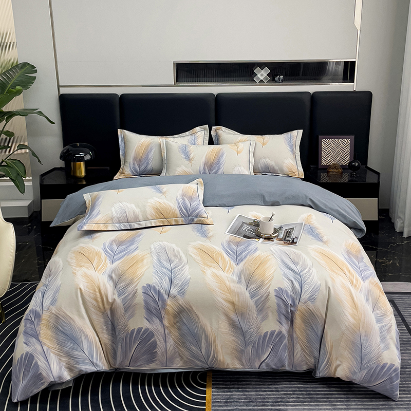 帛享家纺 全棉加厚磨毛四件套BXQME-31002单位（套） 香染-蓝 四件套（适合1.5/1.8米床使用）