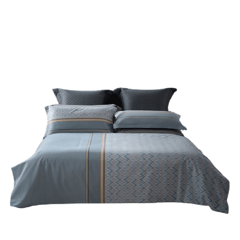 水星家纺全棉抗菌四件套220*240cm奕然/套 灰色