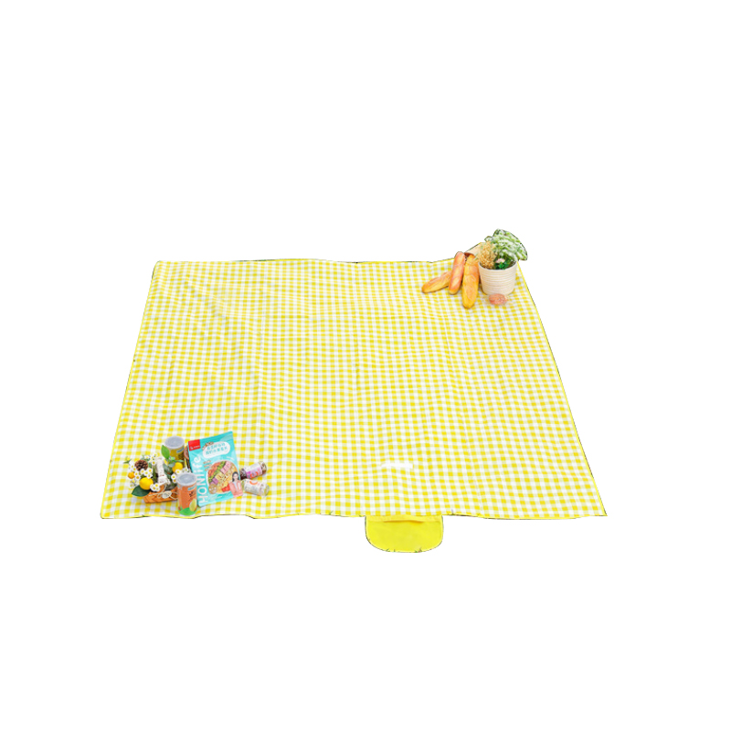 川崎野餐垫200*200cm 白黄格 鹅仔黄