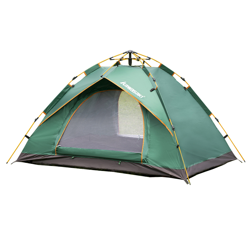 川崎 双层自动帐篷 K3X00-A0803-1 雾雨绿 墨绿色