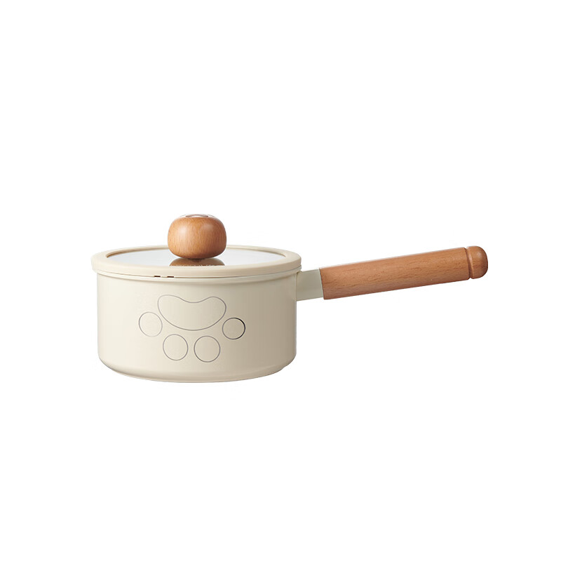 懒米墩墩奶锅辅食锅不粘锅家用泡面锅热奶煮面锅 18cm（单位：台） 自然色