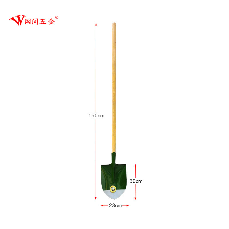 网问五金锰钢尖头铁锹铁锨钢锹钢锨尖锹绿色 军绿色