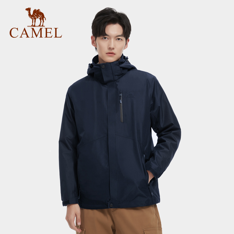 骆羽绒三合一可拆卸情侣款冲锋衣男 户外防风防水耐磨登山外套V1W218255件 暮蓝 XXL