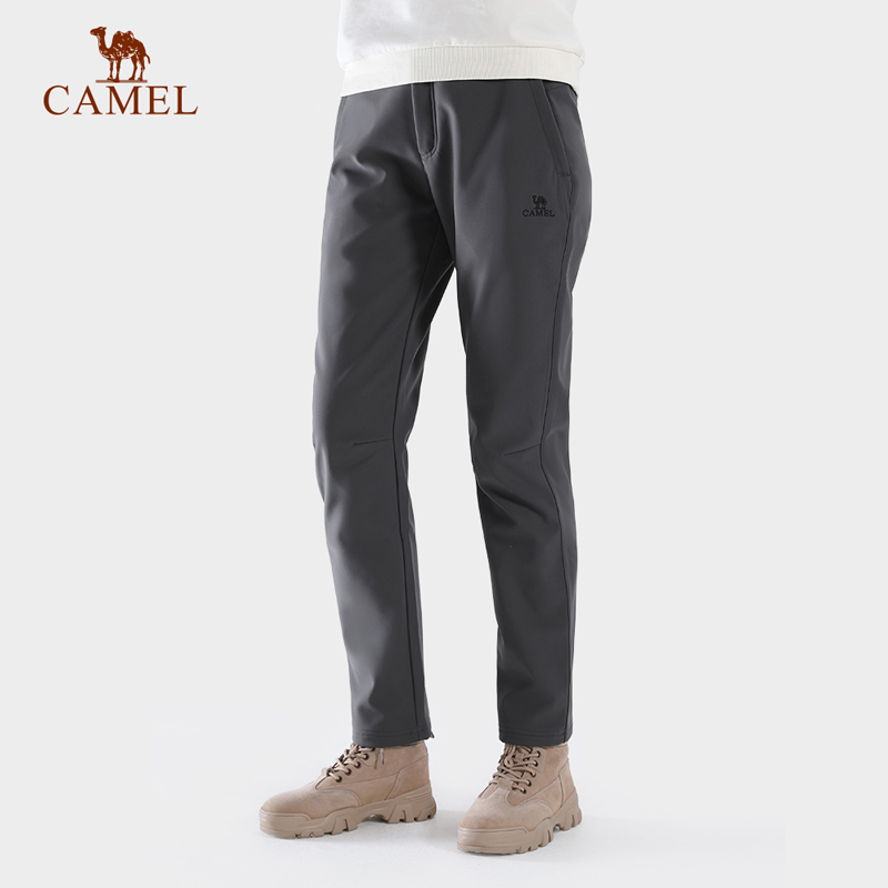 骆驼户外软壳裤长裤秋季新款保暖休闲裤防泼水防风登山裤A1W2VV125条 碳灰 XXXL