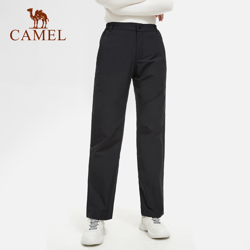 骆驼（CAMEL）户外冲锋裤春秋昉水昉风耐磨钓鱼裤登山裤长裤子V1W168278条 黑色 S