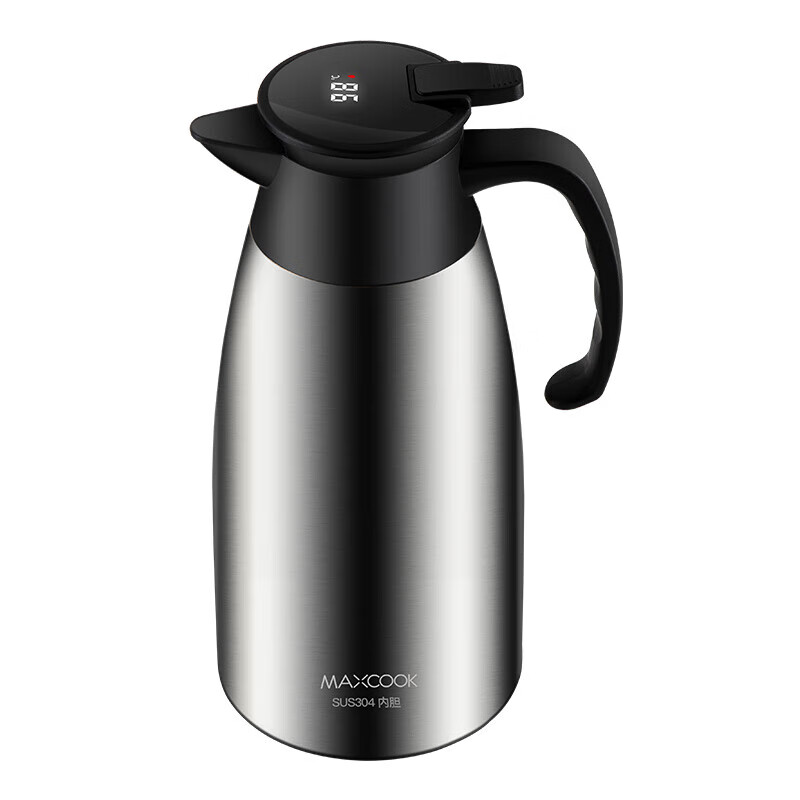美厨304不锈钢智能显温真空水壶2L MCH8306（单位：个） 不锈钢色