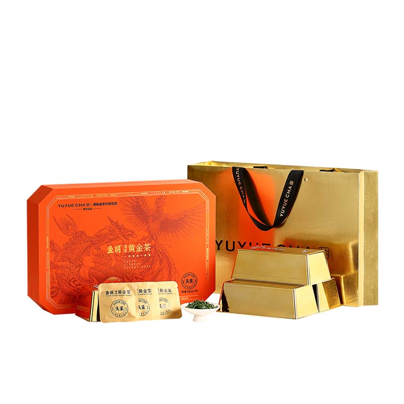 鱼玥 湘西黄金茶早春头采绿茶 明前茶2g*45包 炫橙色