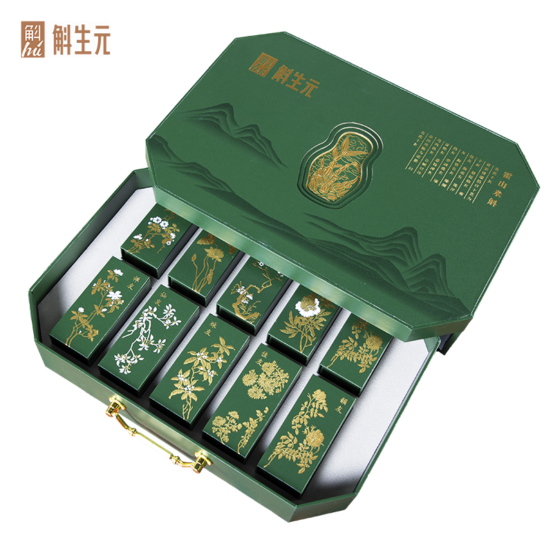 斛生元 徽墨文玩装饰，5年生龙头，名花十友 霍山米斛枫斗礼盒 2g*10小盒 绿色（单位：盒）