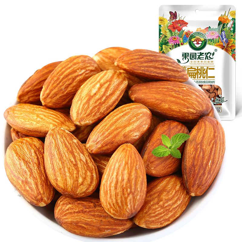 果园老农坚果炒货美国扁桃仁100g*3(单位：袋) 白色 100g*3