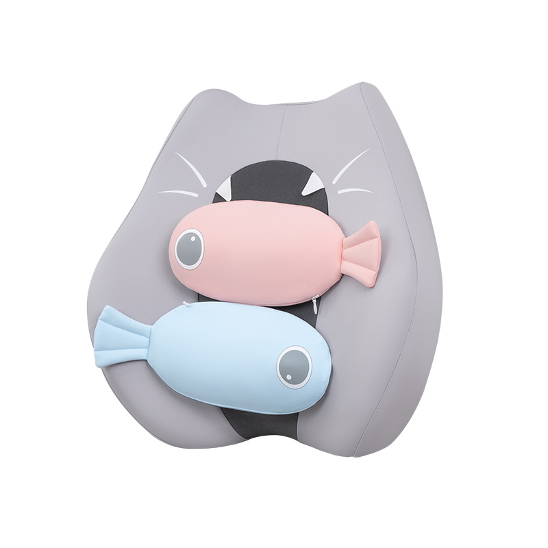 佳奥 猫猫靠垫卡通款带2只小鱼干（单位：个） 灰色