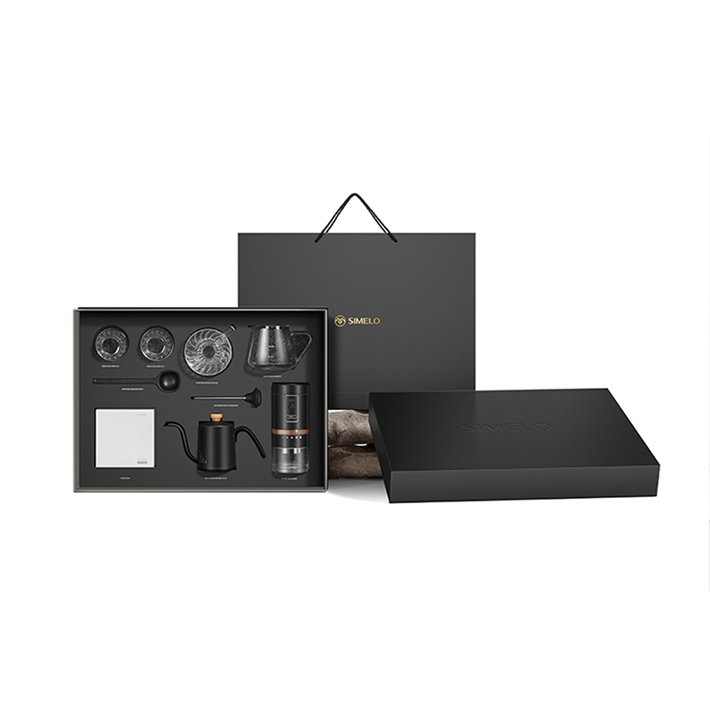 SIMELO手冲咖啡壶套装电动磨豆机手冲壶礼盒礼物套装 9件套（单位：套） 黑色