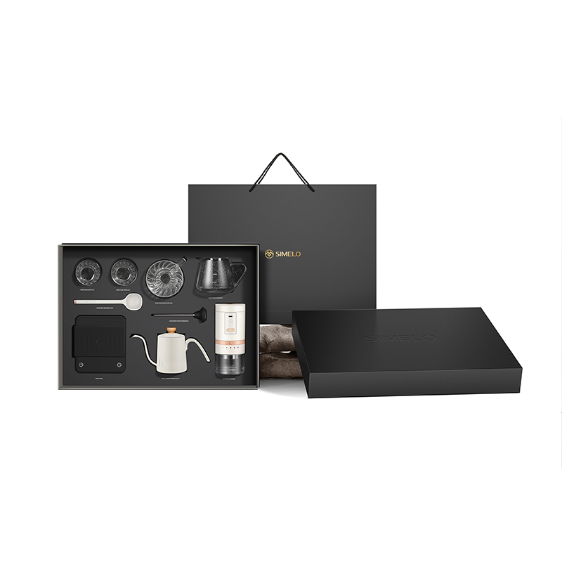 SIMELO手冲咖啡壶套装电动磨豆机手冲壶礼盒礼物套装 10件套（单位：套） 白色