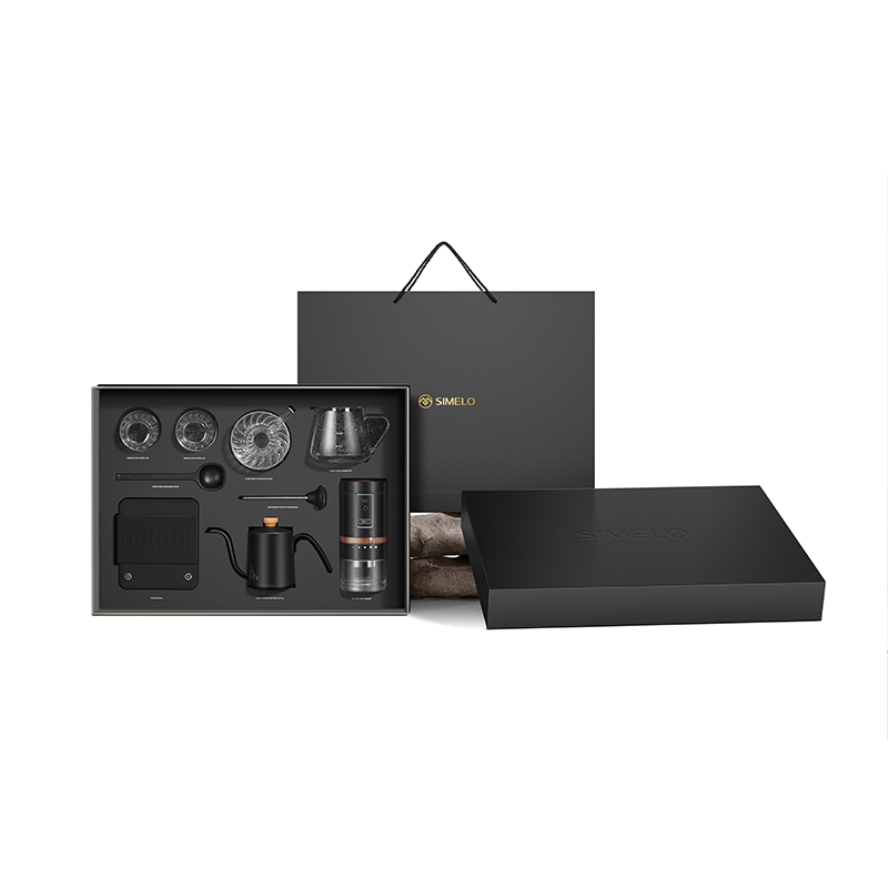 SIMELO手冲咖啡壶套装电动磨豆机手冲壶礼盒礼物套装 10件套（单位：套） 黑色