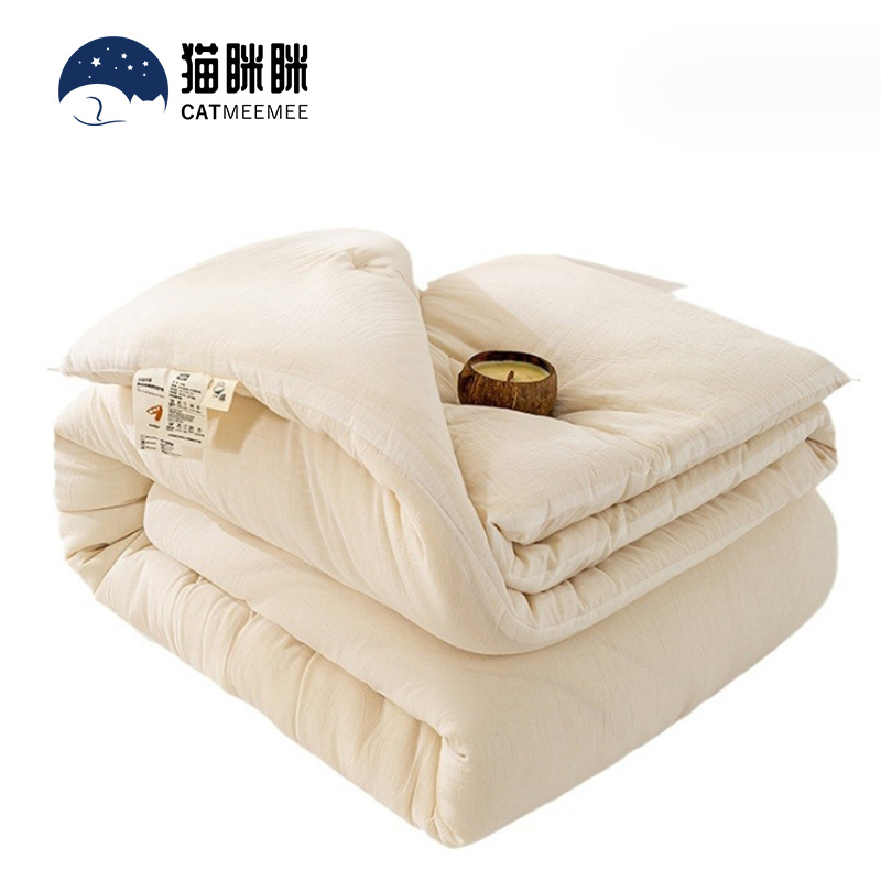 猫眯眯MM-D1002 简约全棉大豆被子保暖被芯200*230cm 白色