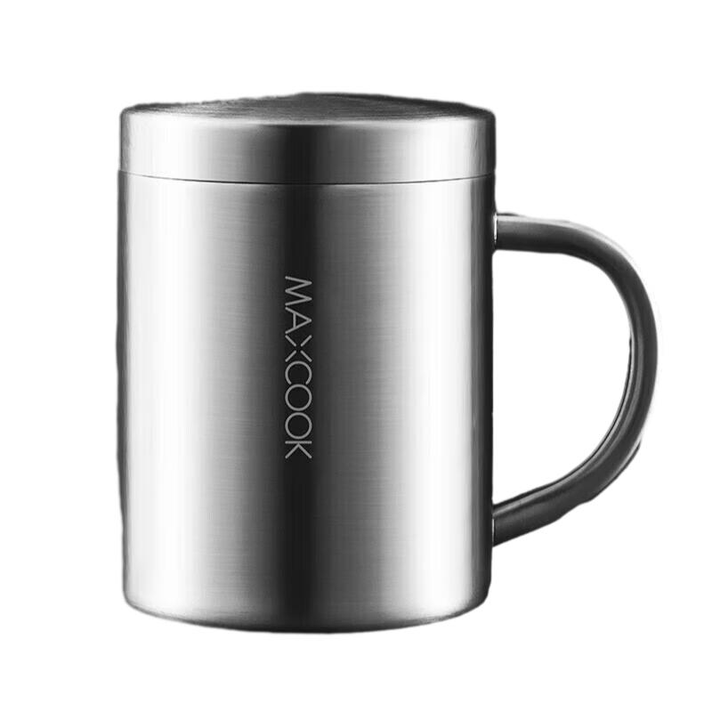 美厨304不锈钢双层杯（带盖） MCB649/个 不锈钢色