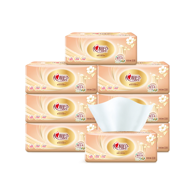 心相印DT55100（包装）金装经典系列100抽3层塑装纸面巾8包*1提 白色