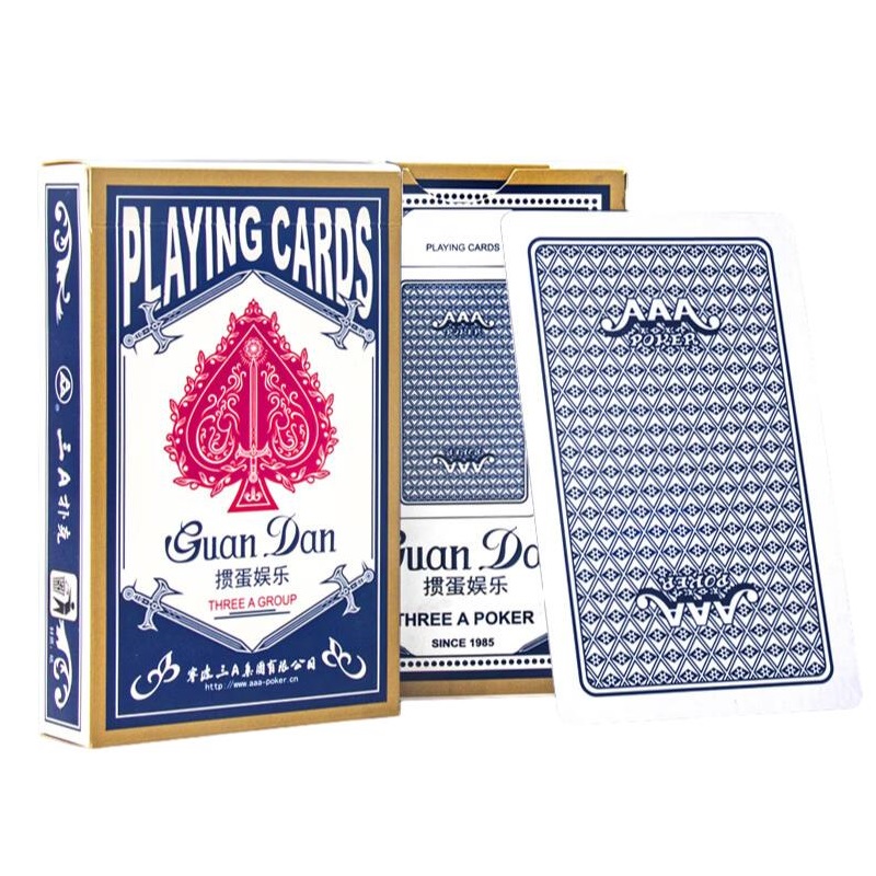 三A掼蛋扑克牌布纹纸蓝芯防窥加厚耐用扑克牌8523两副装57*87mm，88g（单位：组） 蓝色