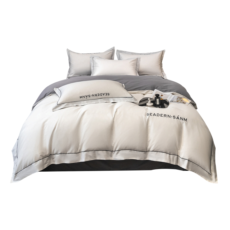 雅鹿 露娜-本白 YL3114 200*230cm 轻奢全棉四件套 白色