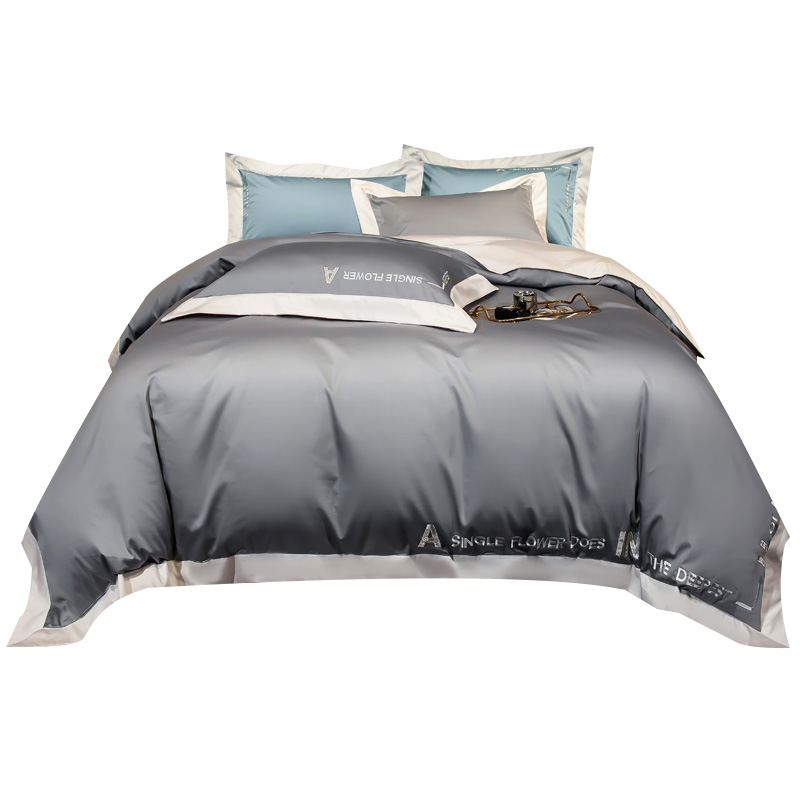 雅鹿140支全棉轻奢刺绣套件 慕斯灰 YL1124 200*230cm（单位：套） 慕斯灰