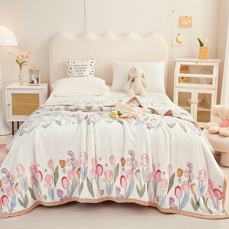 帛享家纺 雪貂绒毯子毛毯盖毯BXQTK-32030单位（条）花丛小兔 180*200CM