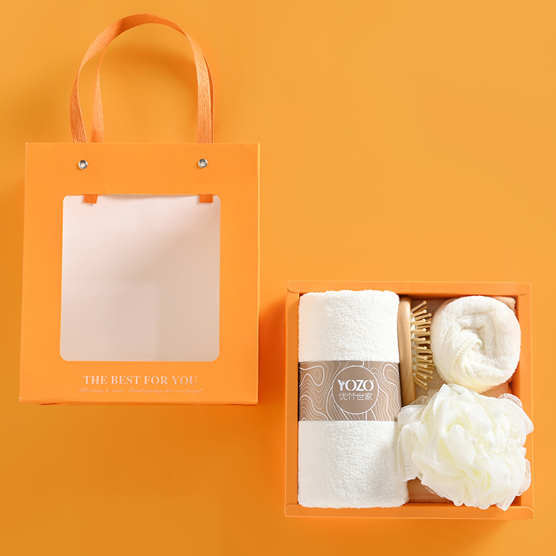 优竹世家 莫兰迪-A 微米纱毛巾方巾木梳浴球组合套装 白色 粉色 驼色（单位：套） 随机