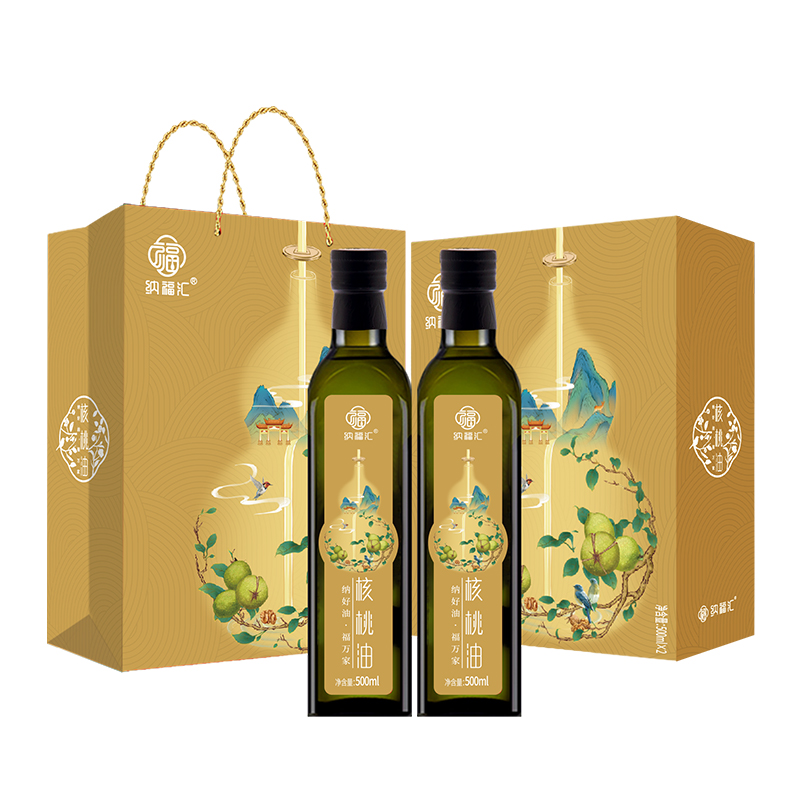 纳福汇 核桃油礼盒 G-26 500ml*2 橘黄色（单位：盒）
