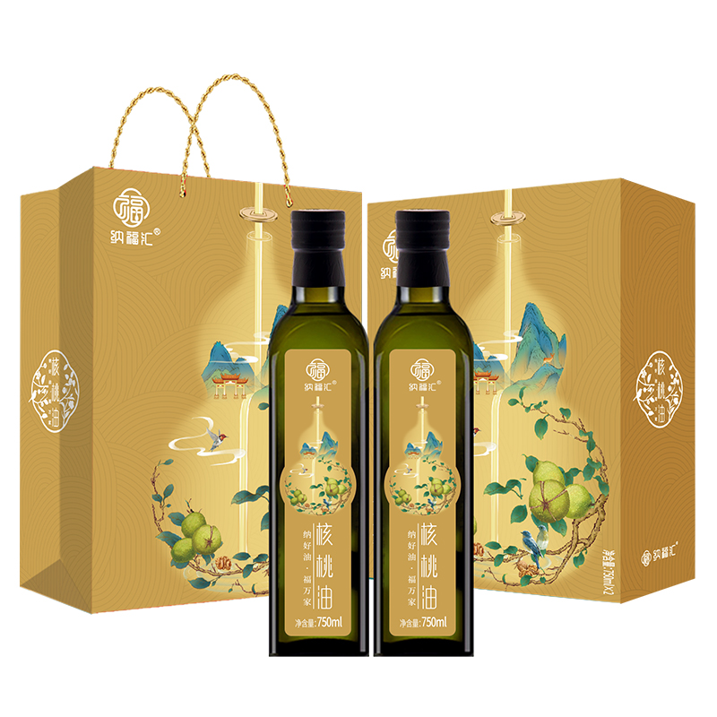 纳福汇 核桃油礼盒 G-27 750ml*2 橘黄色（单位：盒）