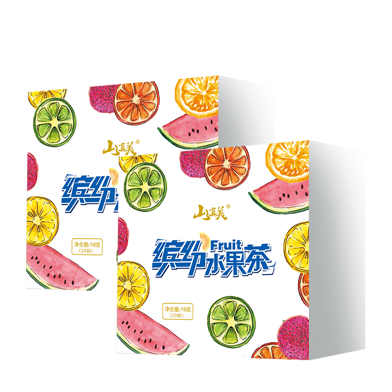 山真美 缤纷水果茶118g*2盒 拿铁色
