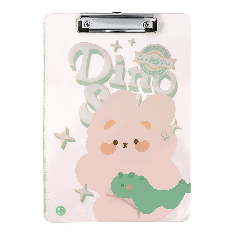 三年二班A4亚克力强力文件资料板夹 简约可爱小清新学生办公收纳多功能文具大容量透明考试垫板写字板/个 糕糕