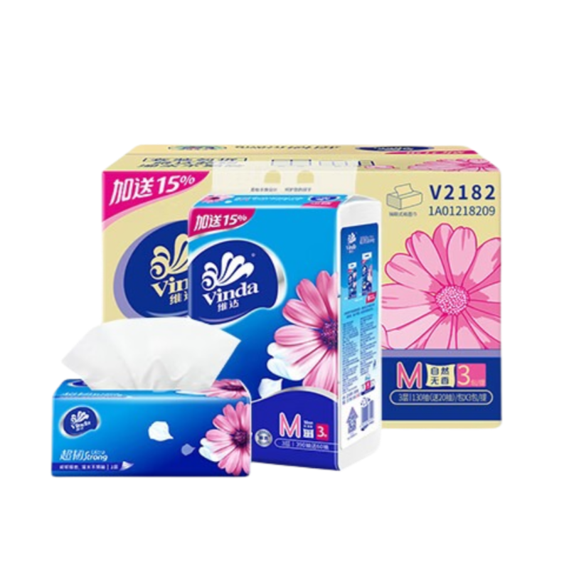 维达超韧抽纸M码150抽48包V2182-48E-T（单位：箱） 白色