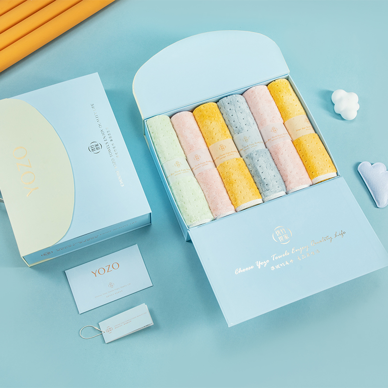 优竹世家 YOZO 初爱-6 5A抗菌微米纱A类6条毛巾装礼盒 粉色、黄色、绿色、灰色（单位：套） 随机