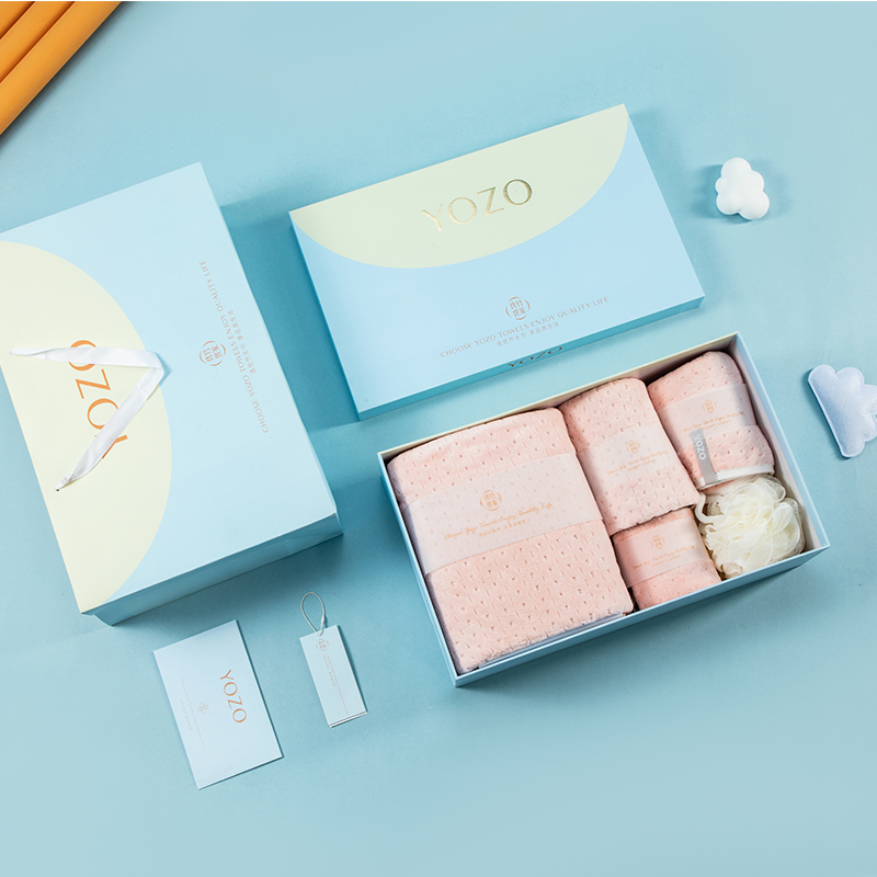 优竹世家 YOZO 初爱-11 5A抗菌微米纱A类1浴巾1毛巾1方巾1干发帽1浴球五件套礼盒 随机