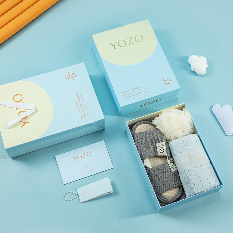 优竹世家 YOZO 初爱-13 5A抗菌微米纱A类 1毛巾1拖鞋1浴球三件套礼盒 颜色随机 随机