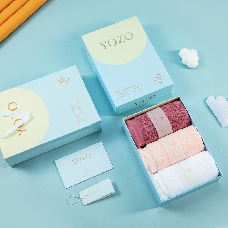 优竹世家 YOZO 星语-3 5A抗菌纯棉毛巾三条礼盒装 粉色、白色、红色 随机 随机