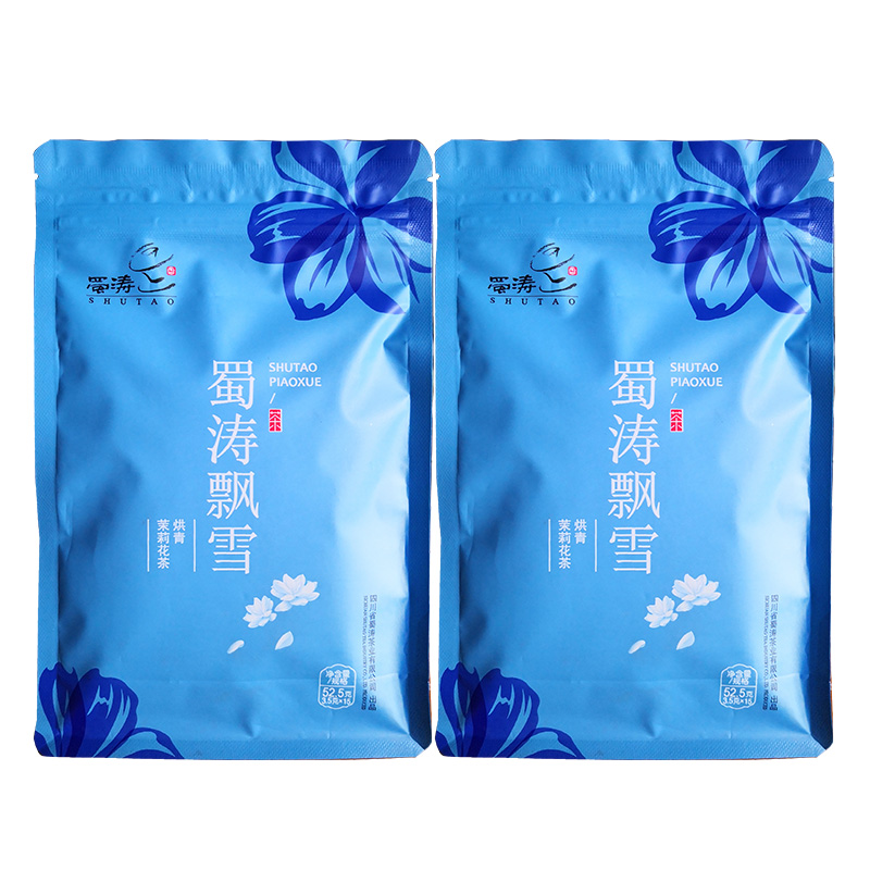 蜀涛 飘雪烘青茉莉花茶52.5g(3.5g*15)*2袋 拿铁色