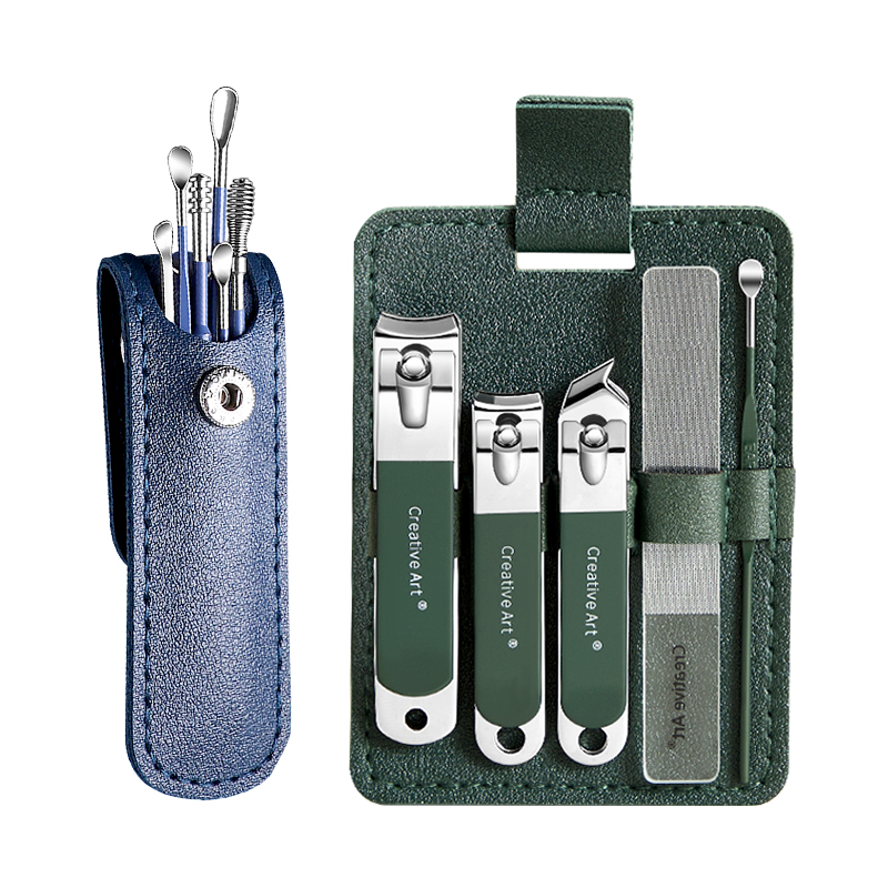 Creative art 指甲刀皮套军绿色款+耳勺6件套（组合装） 军绿色