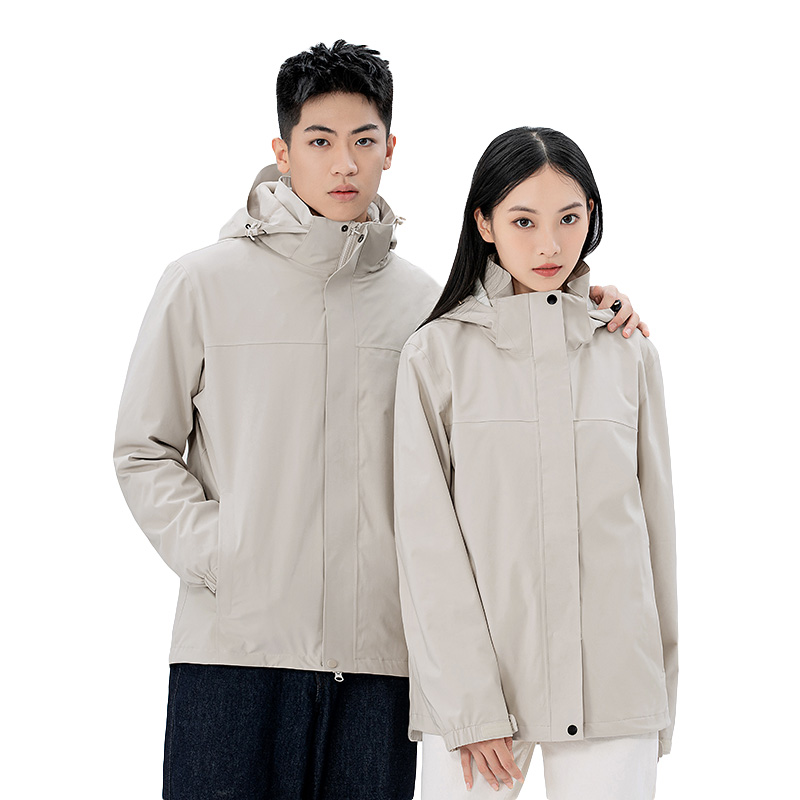 三极 TP8447 高太尔热封冲锋衣两件套可拆卸-羽绒内胆  单位：件 橡木灰（男女通码） S