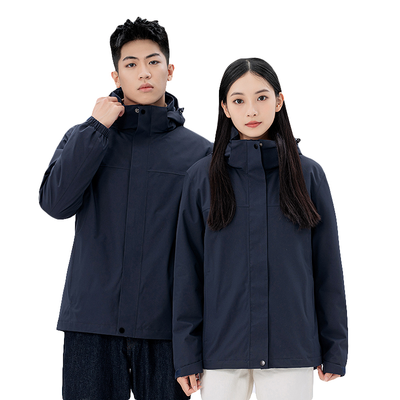 三极 TP8447 高太尔热封冲锋衣两件套可拆卸摇粒绒内胆  单位：件 黑夜蓝（男女通码） S