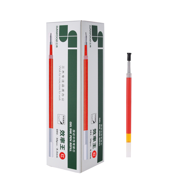 三木 GR5 按动中性笔替芯 子弹头0.5mm 20支/盒（计价单位：5盒） 红色